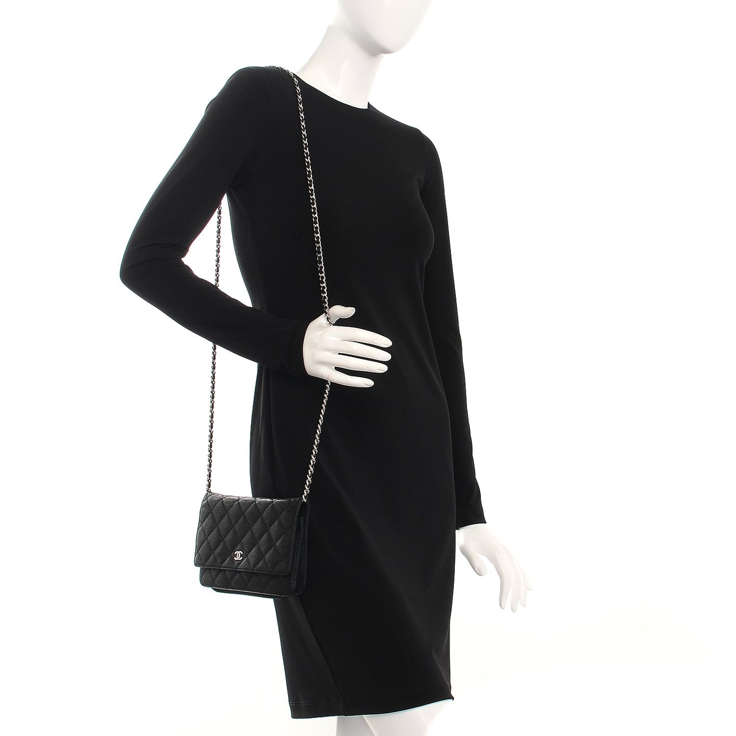 Caviar Quilted Wallet On Chain WOC Black