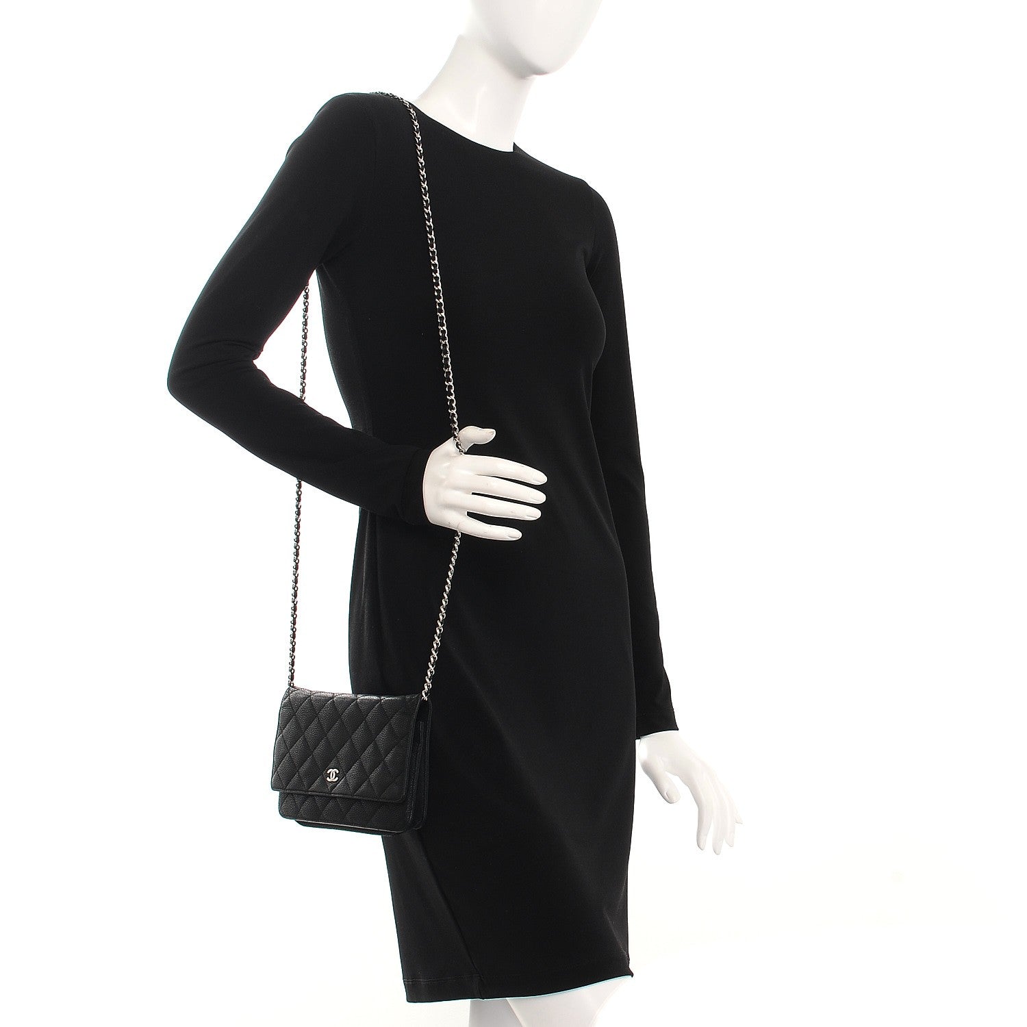 Chanel Caviar Quilted Wallet On Chain WOC Black 2 of 8