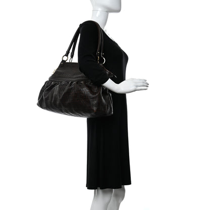 Fendi Calfskin FF Embossed Chef Shopper Tote Chocolate 2 of 15