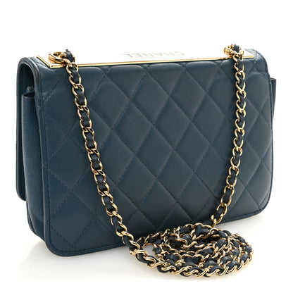 Chanel Lambskin Quilted Trendy CC Wallet On Chain WOC Blue 3 of 12