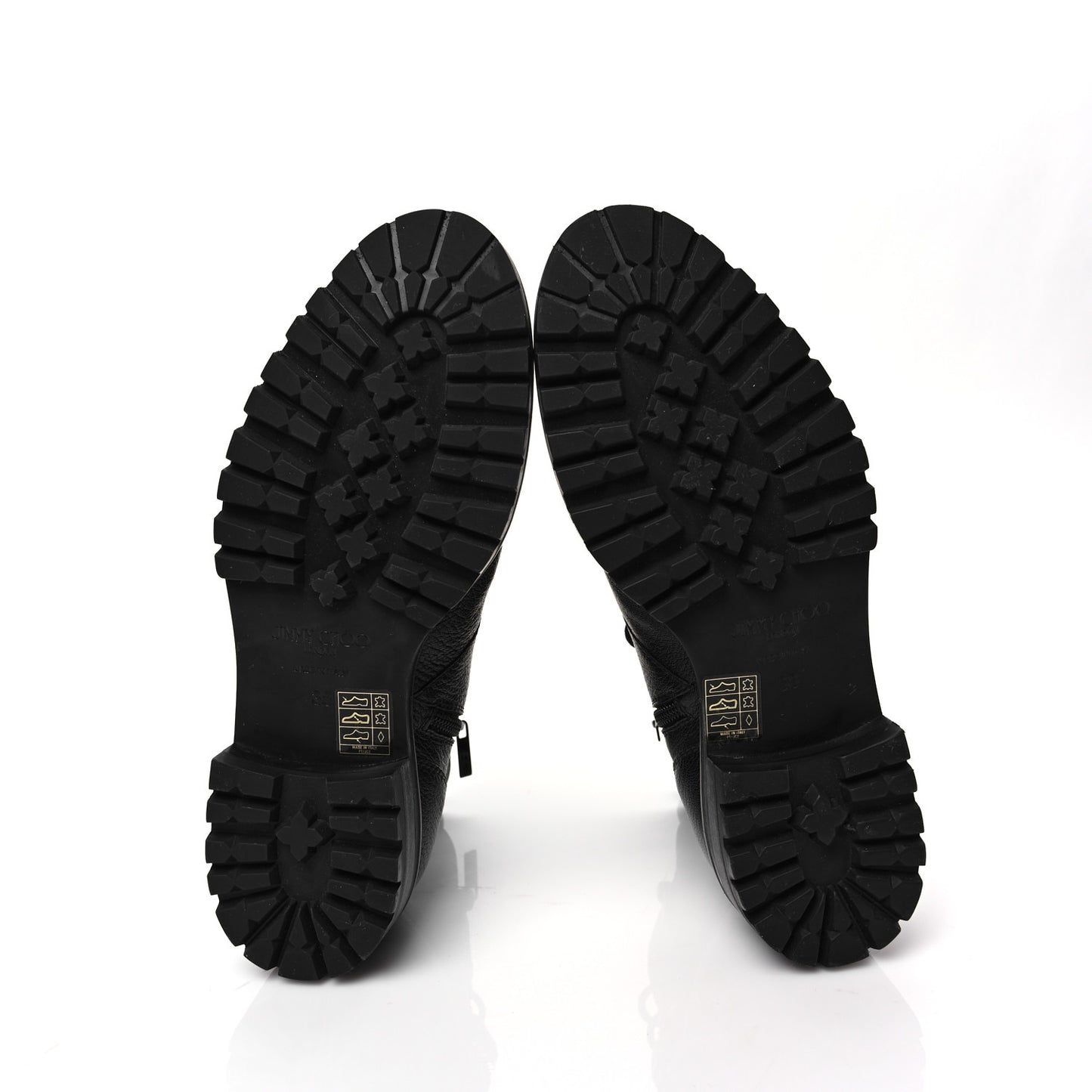 Grained Calfskin Crystal Embellished Cruz Combat Boots 38 Black