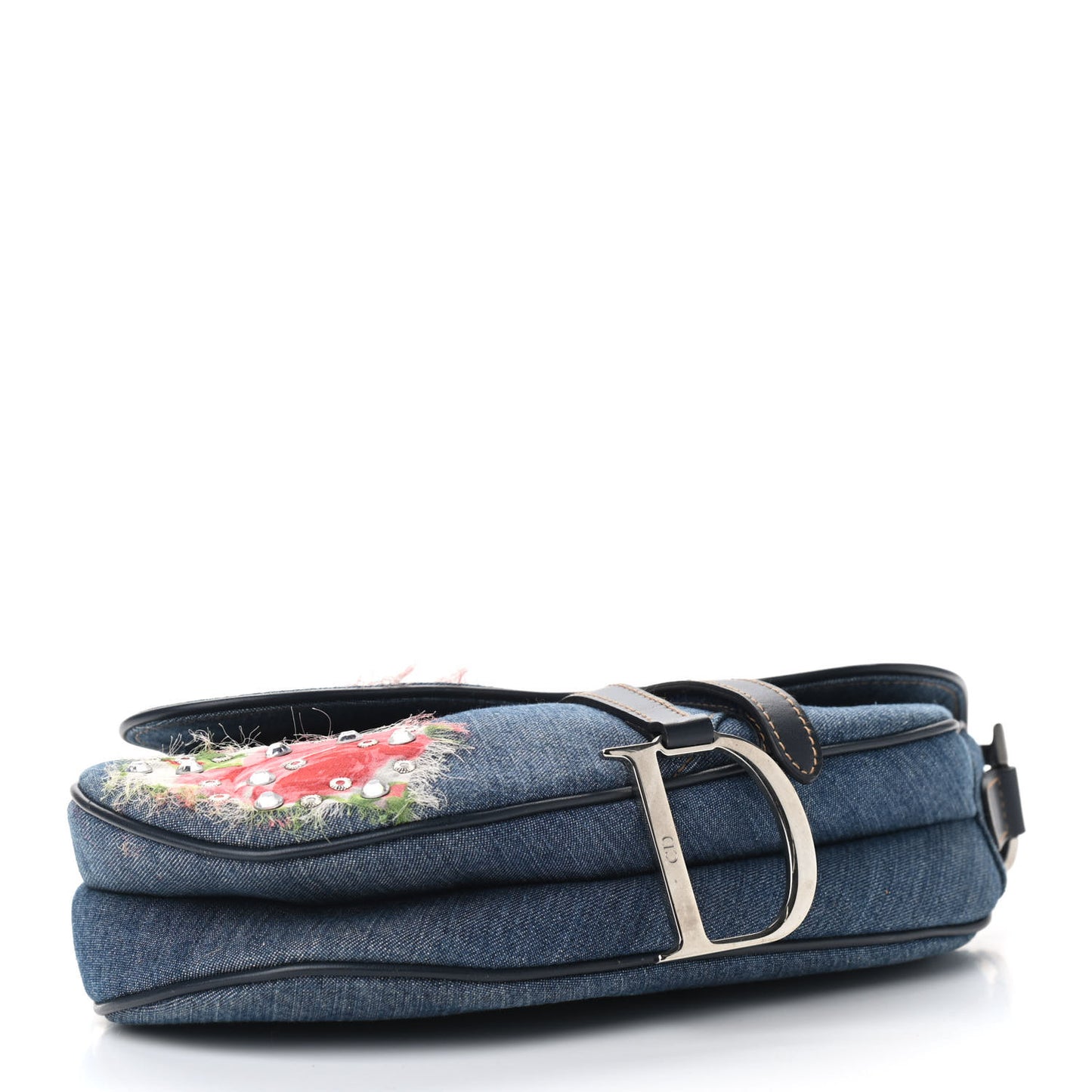 Denim Embroidered Saddle Bag Blue Multi