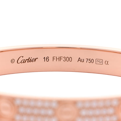 Cartier 18K Pink Gold Diamond LOVE Paved Bracelet 16 3 of 7