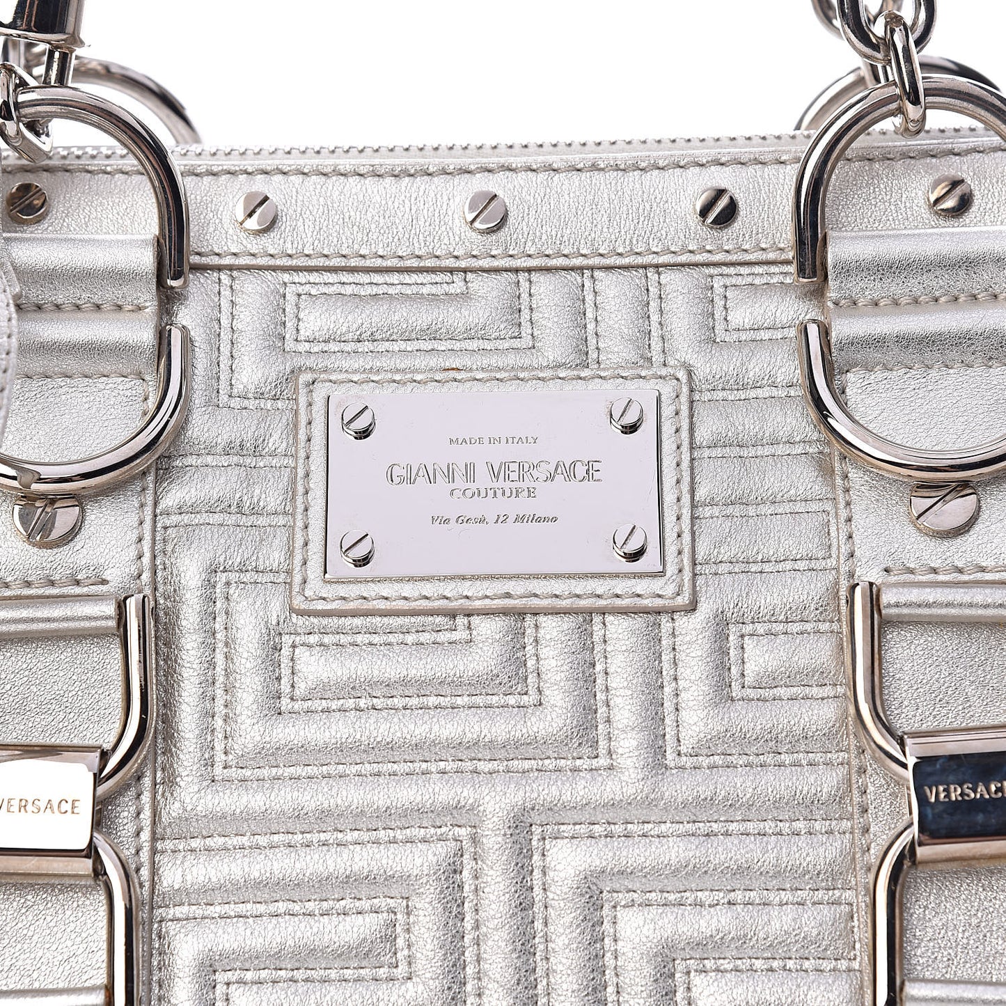 Metallic Calfskin Snap Out Of It Bag Silver