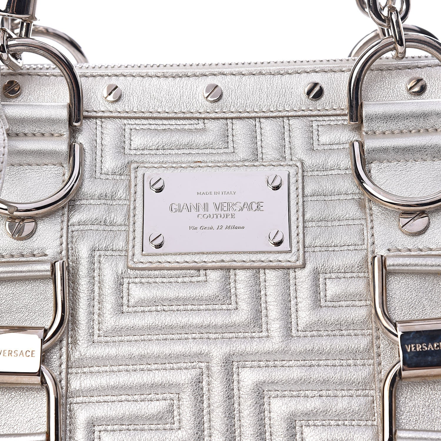 Versace Metallic Calfskin Snap Out Of It Bag Silver 8 of 12