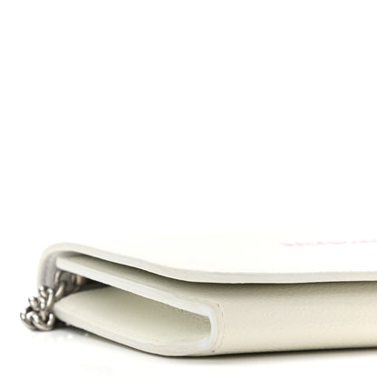 Balenciaga Grained Calfskin Logo Cash Phone Holder Wallet On Chain White Fluo Pink 8 of 9