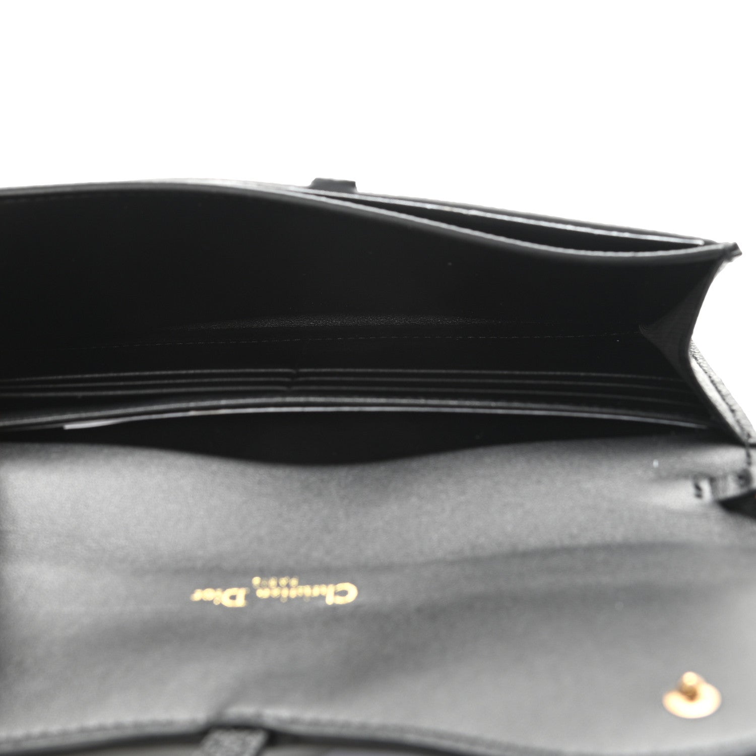Christian Dior Grained Calfskin Saddle Chain Wallet Pouch Black 5 of 7