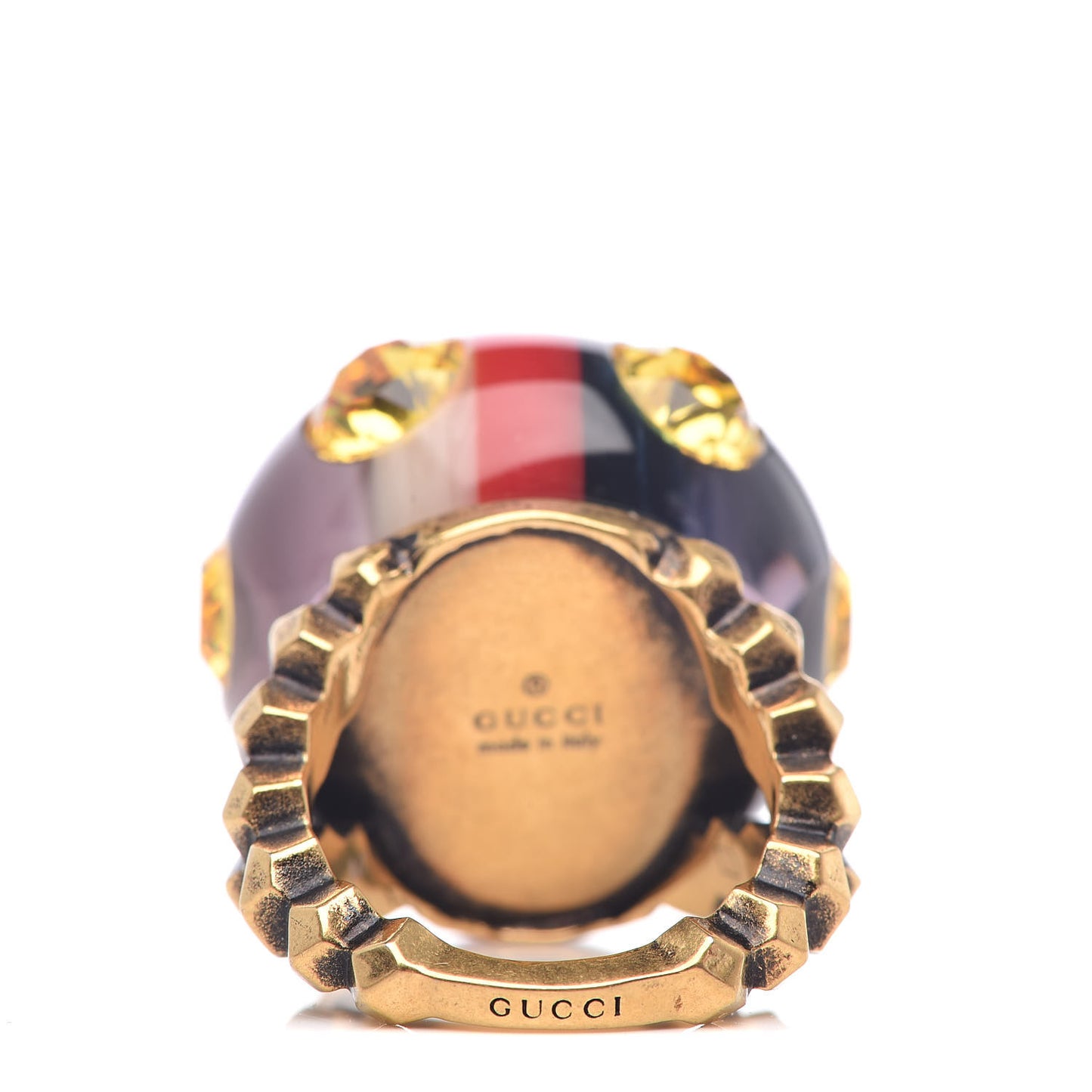 Crystal Resin Sylvie Vintage Web Ring M White Red Blue