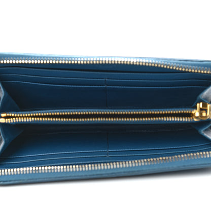 Prada Saffiano Zip Around Wallet Cobalto 7 of 11