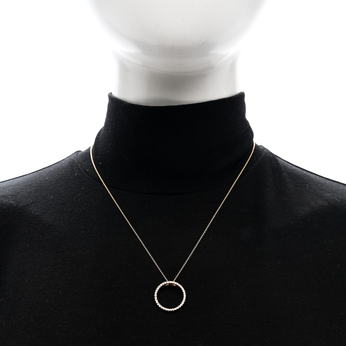 18K Rose Gold Diamond Circle Pendant Necklace