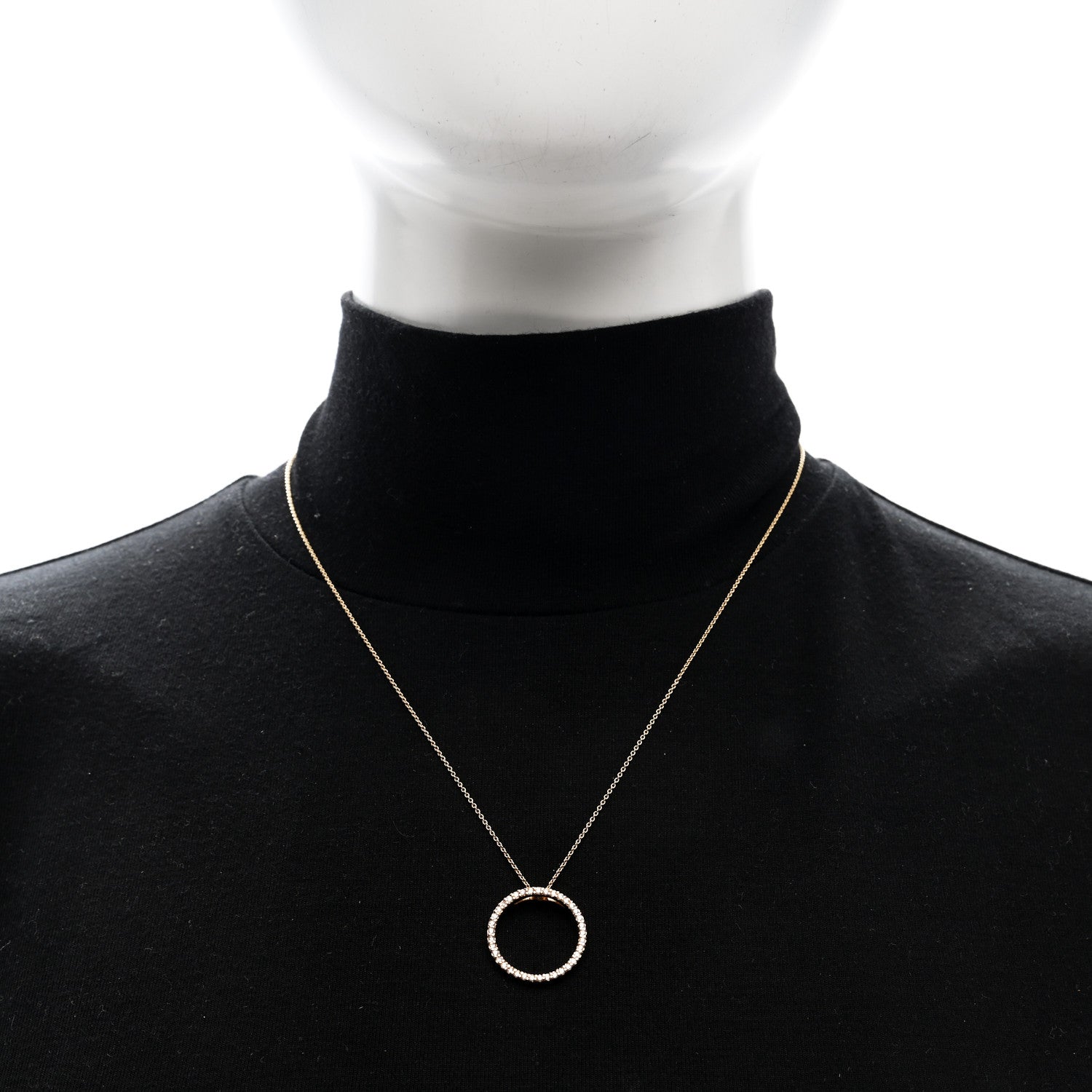 Roberto Coin 18K Rose Gold Diamond Circle Pendant Necklace 2 of 5
