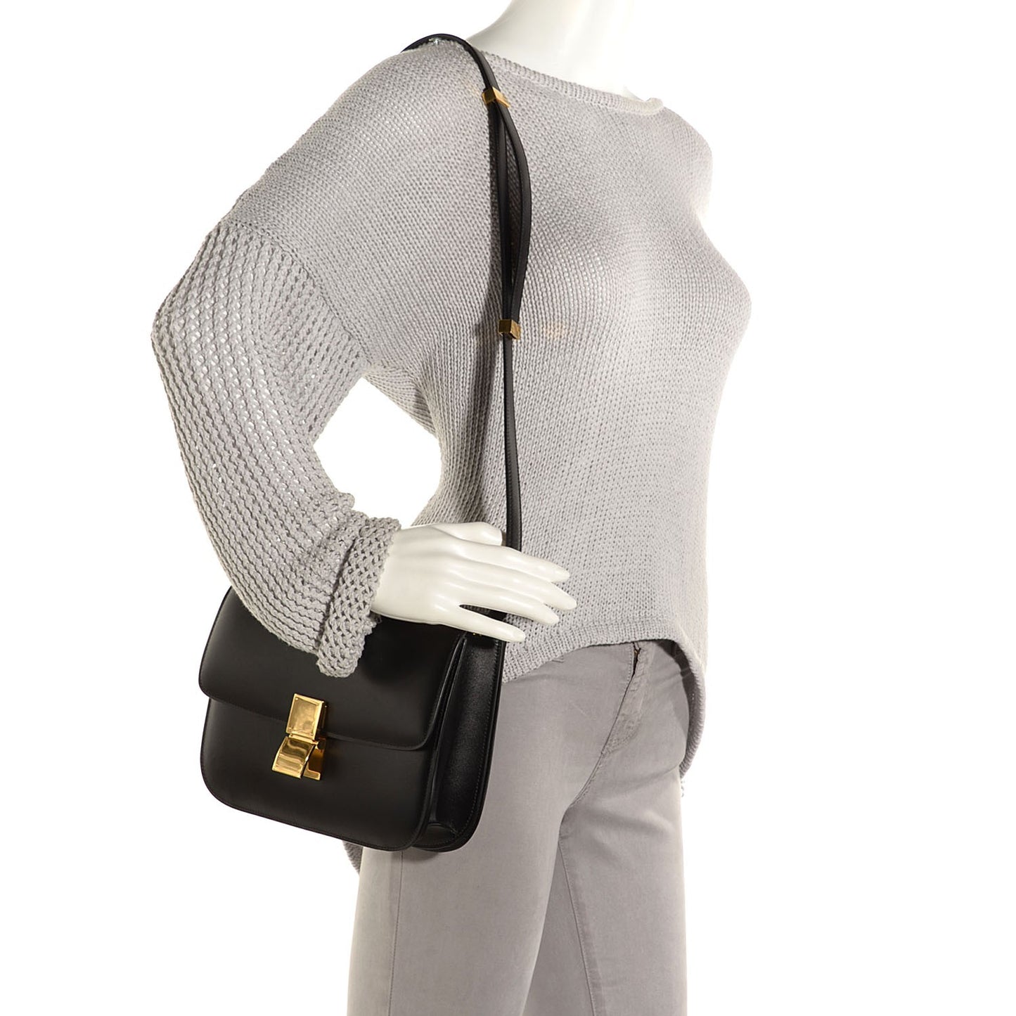 Box Calfskin Medium Classic Box Flap Bag Black