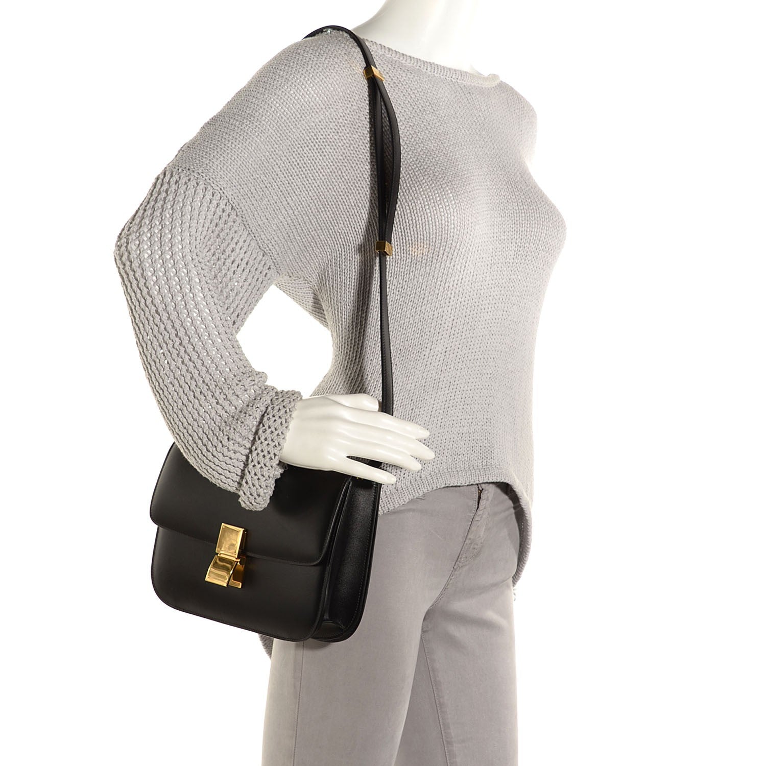 Celine Box Calfskin Medium Classic Box Flap Bag Black 2 of 10