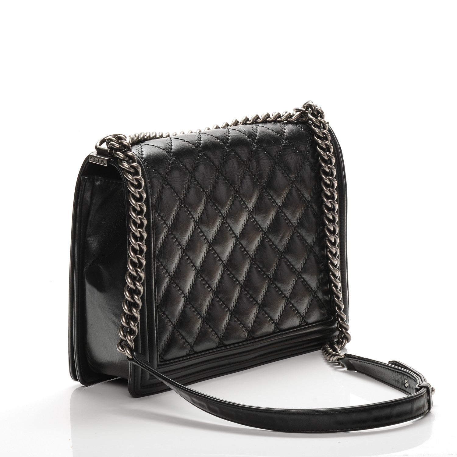 Chanel Calfskin Double Stitch Large Boy Flap Black 3 of 8