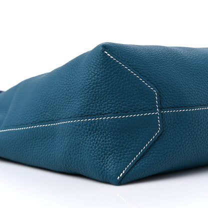 Hermes Taurillon Clemence Double Sens 36 Reversible Tote Deep Bleu Vert Bosphere 12 of 13