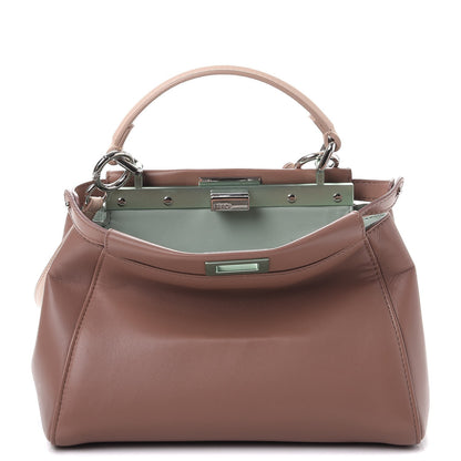 Fendi Nappa Colorblock Mini Peekaboo Iconic Satchel English Rose Plaster Oxigen 1 of 9