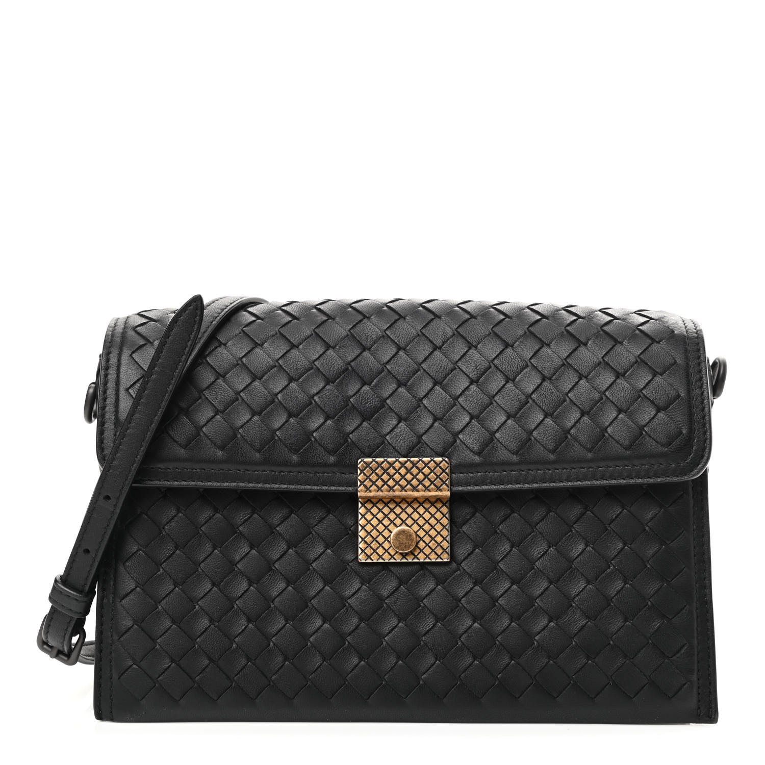 Bottega Veneta Nappa Intrecciato Small Padlock Messenger Black 1 of 10