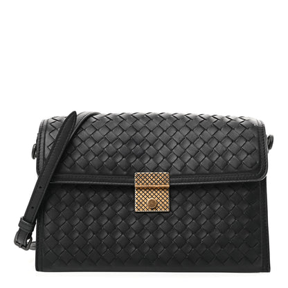 Bottega Veneta Nappa Intrecciato Small Padlock Messenger Black 1 of 10