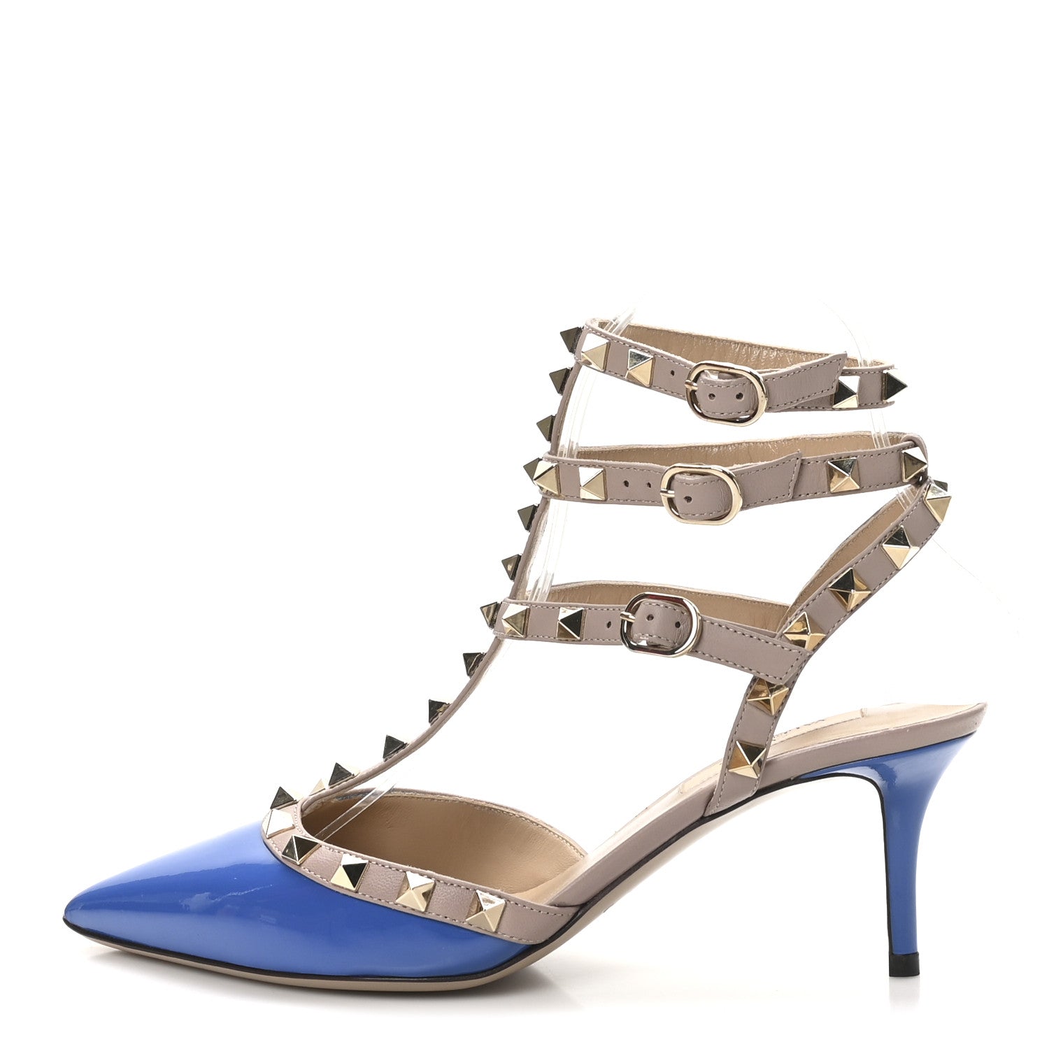 Valentino Garavani Patent Rockstud Ankle Strap 65mm Pumps 36.5 Indaco Poudre 1 of 9