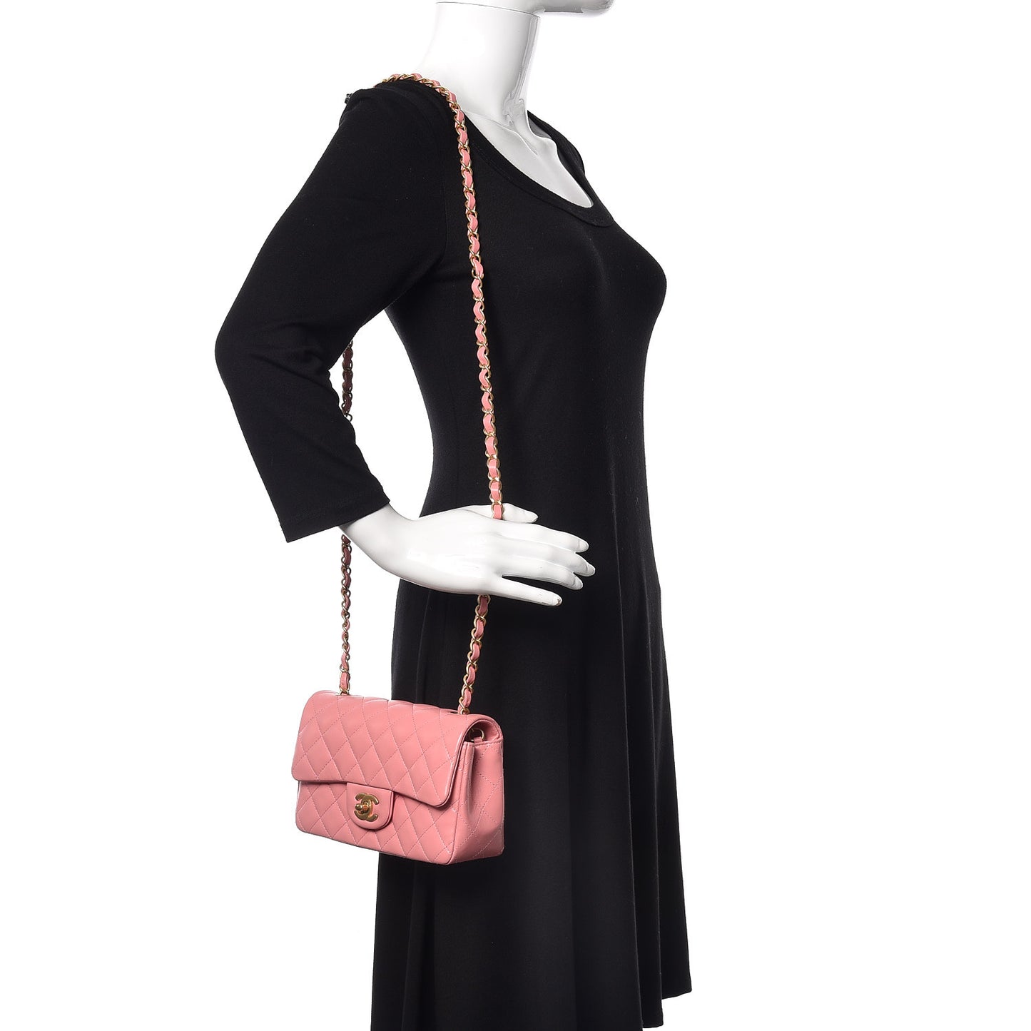 Lambskin Quilted Mini Rectangular Flap Pink