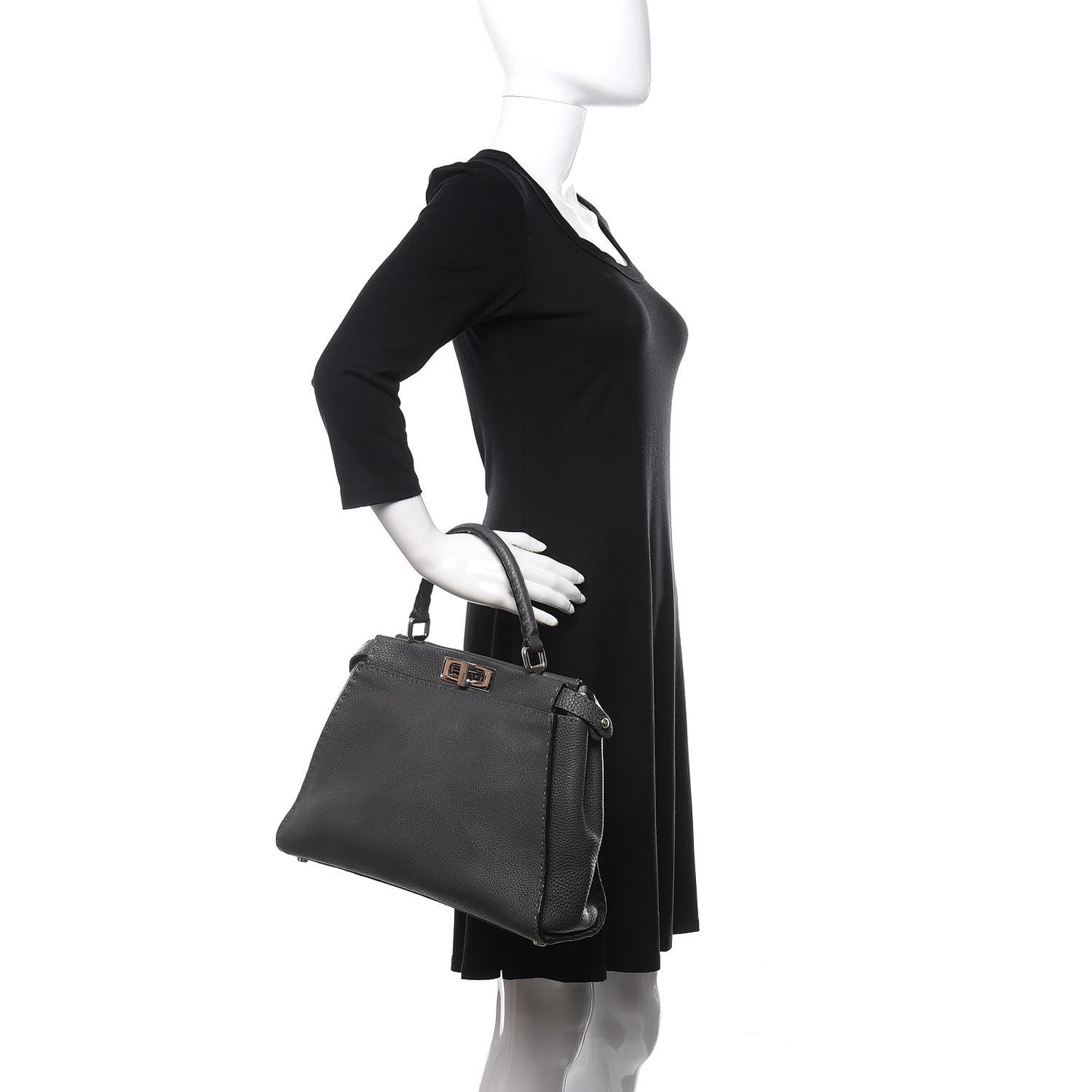 Cuoio Romano Selleria Bi-Color Medium Peekaboo Iconic Satchel Asfalto Latte