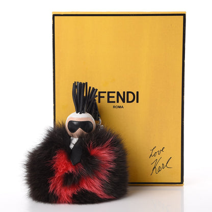 Fendi Fox Fur Shiny Nappa Bi-Color Super Karlito Pom Pom Bag Charm Moro Rosso Chiaro 7 of 7