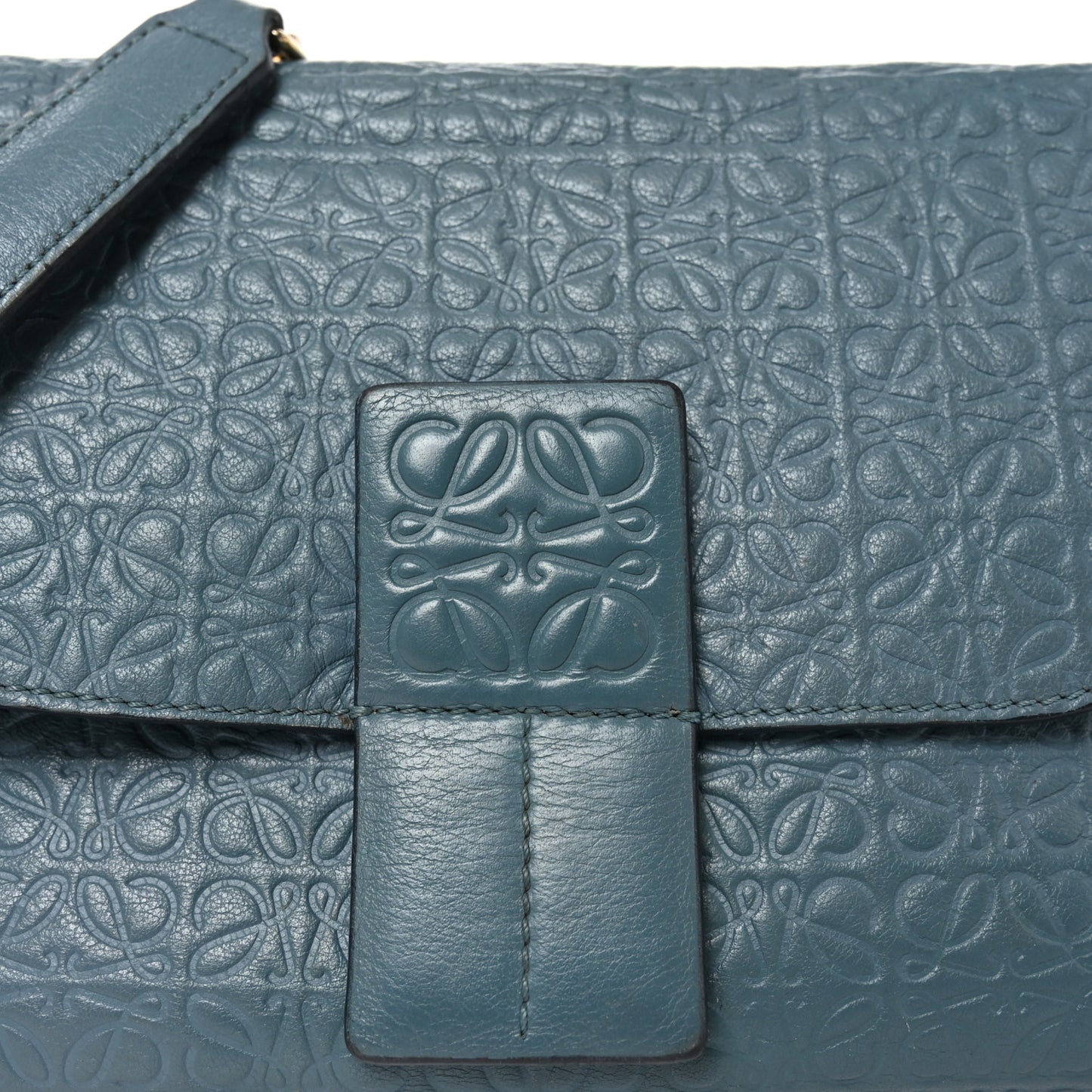 Goatskin Embossed Avenue Shoulder Bag Blue