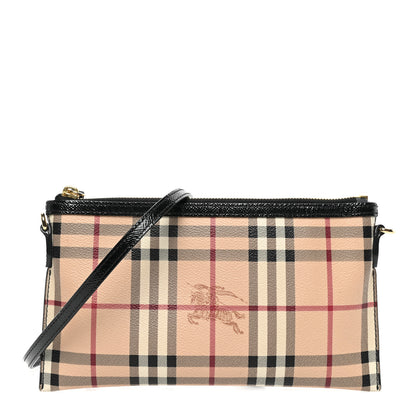 Burberry Haymarket Check Small Peyton Crossbody Clutch Bag Black 1 of 7