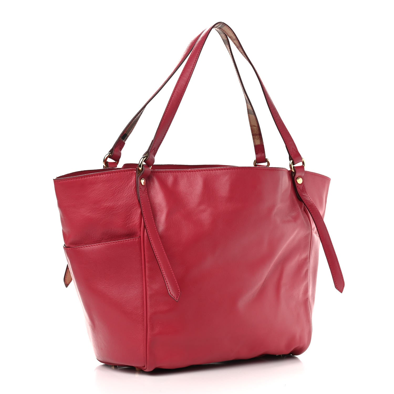 Burberry Calfskin House Check Small Canterbury Tote Raspberry 2 of 16