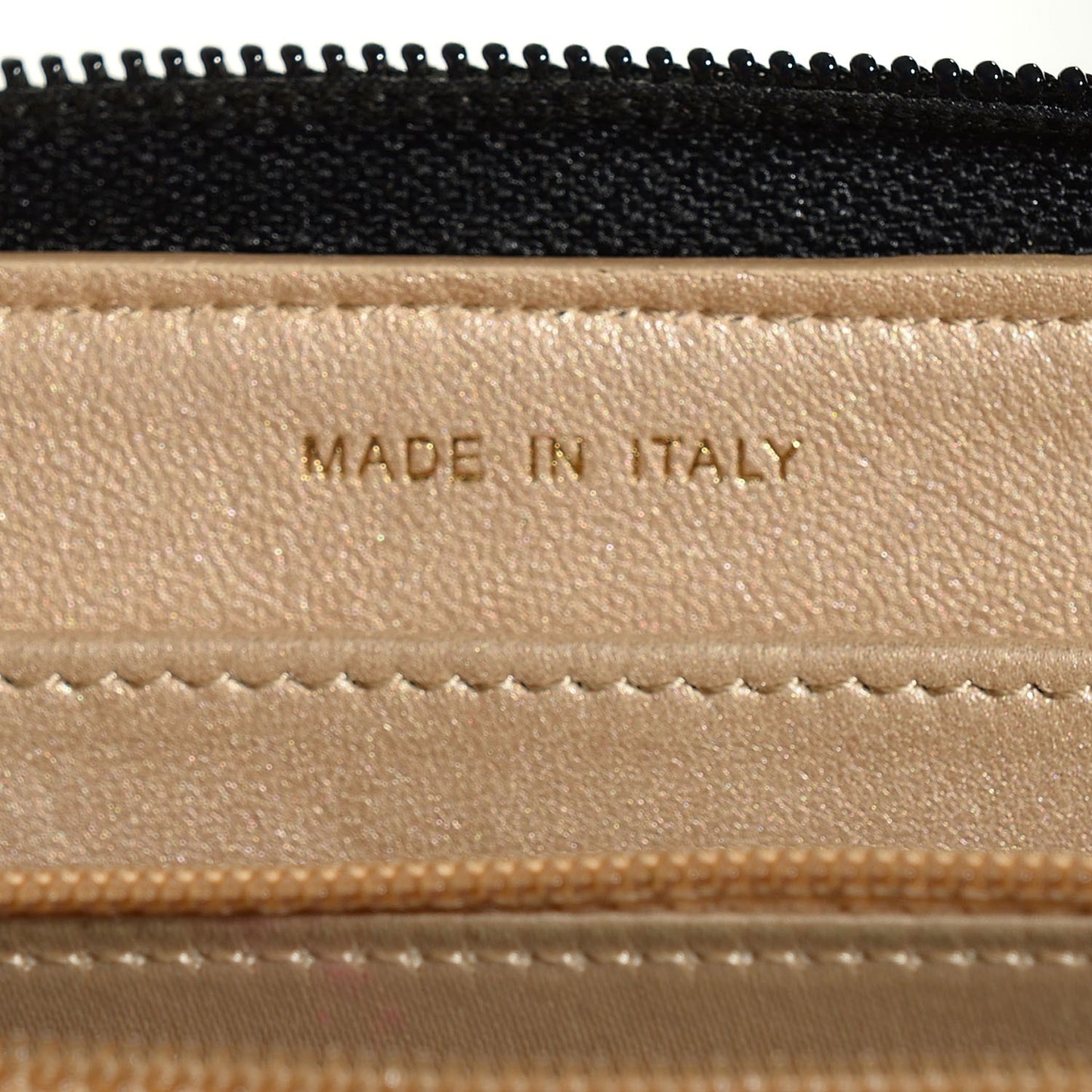 Lambskin Camellia Embossed Large Zip Around Gusset Wallet Black