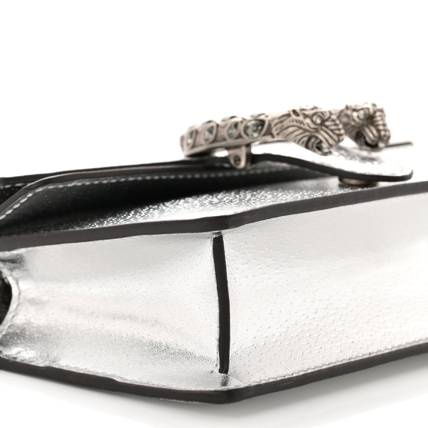 Gucci Metallic Calfskin Super Mini Dionysus Shoulder Bag Silver 9 of 11