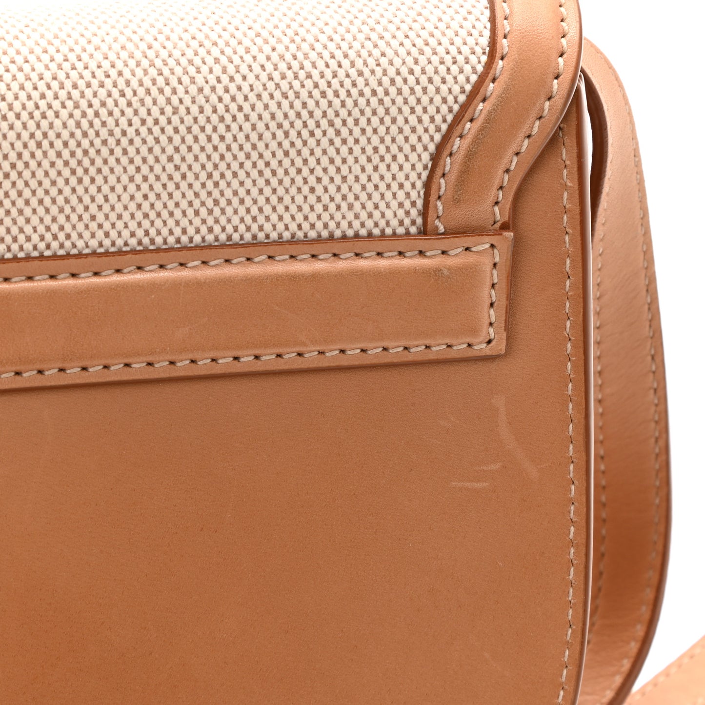 Smooth Calfskin Cotton Canvas Small Kaia Satchel Natural Beige