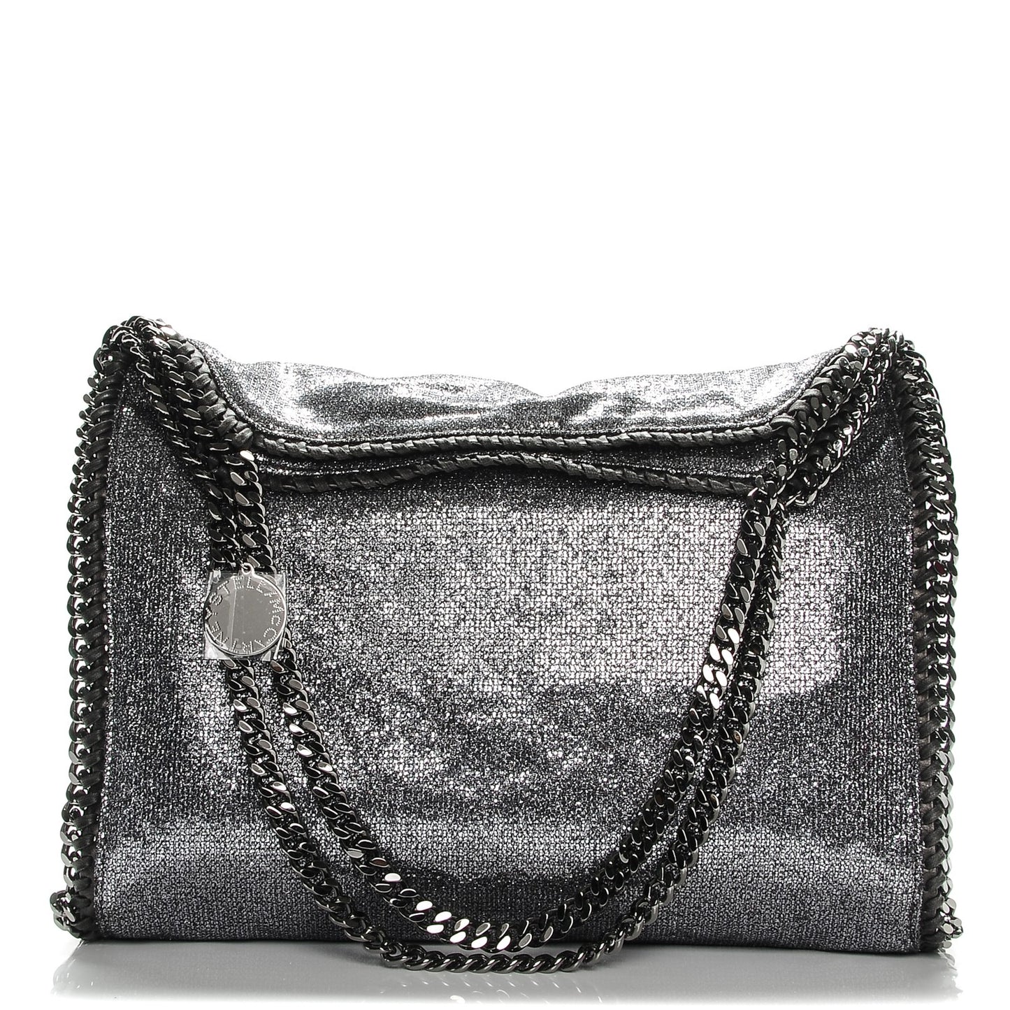 Metallic Glitter Small Falabella Tote Silver