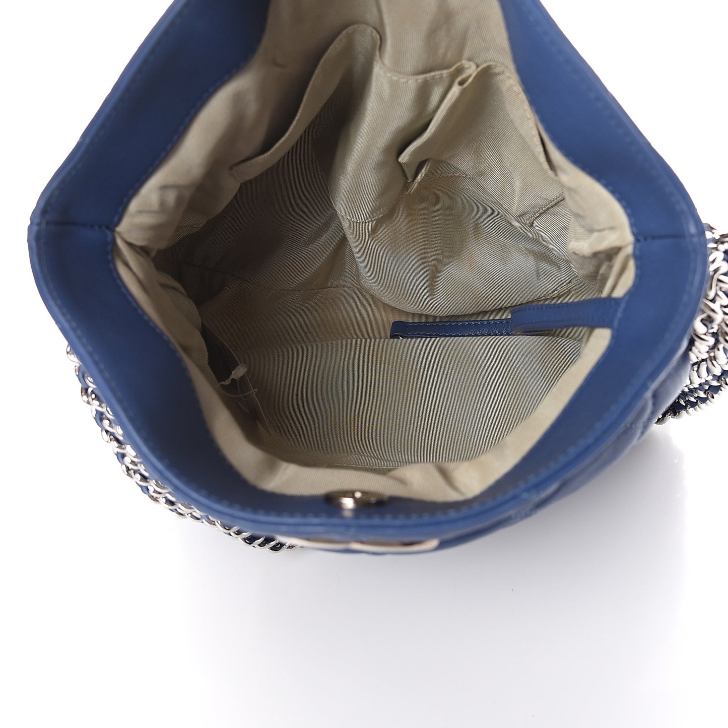 Washed Lambskin Chain Around Hobo Blue