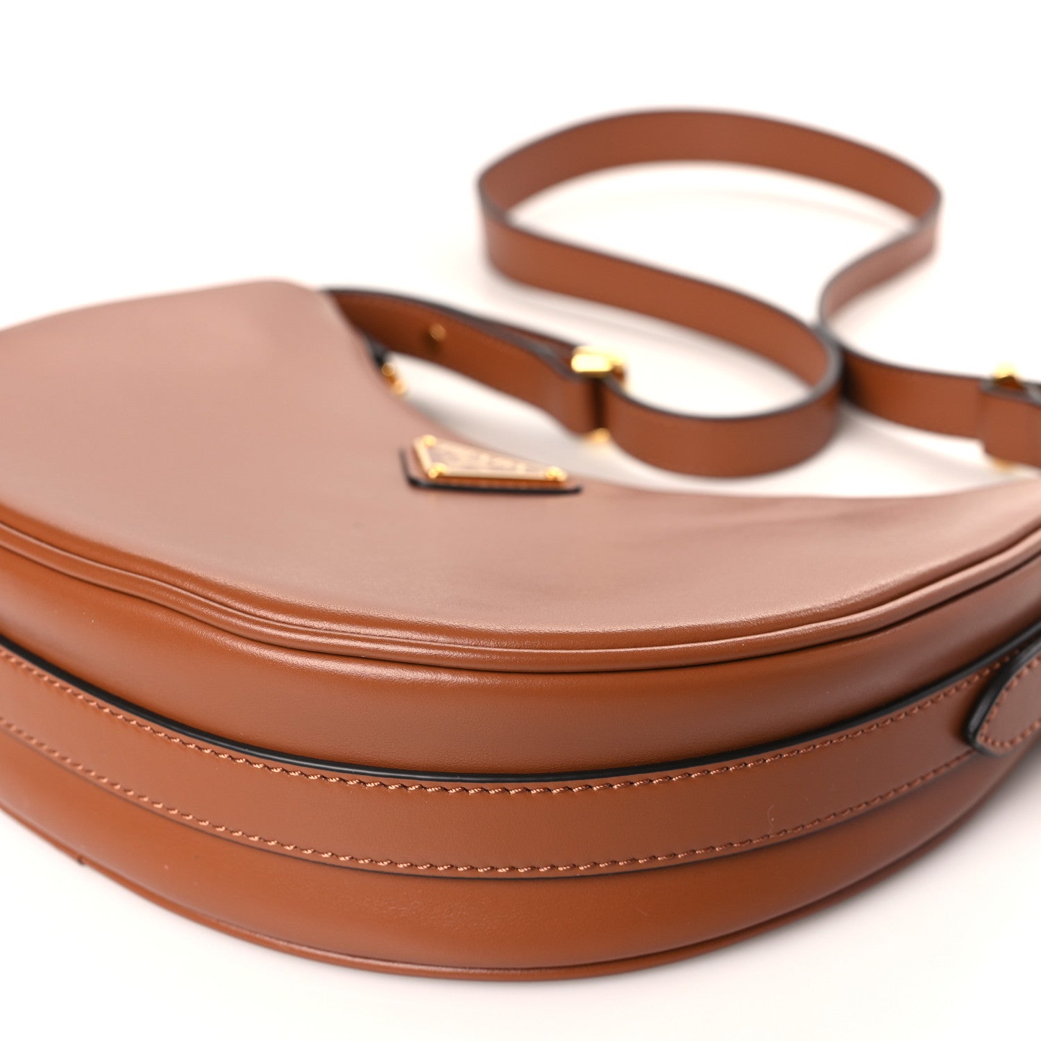 Prada Soft Calfskin Arque Shoulder Bag Cognac 8 of 8