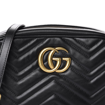 Gucci Calfskin Matelasse Small GG Marmont Chain Shoulder Bag Black 10 of 11