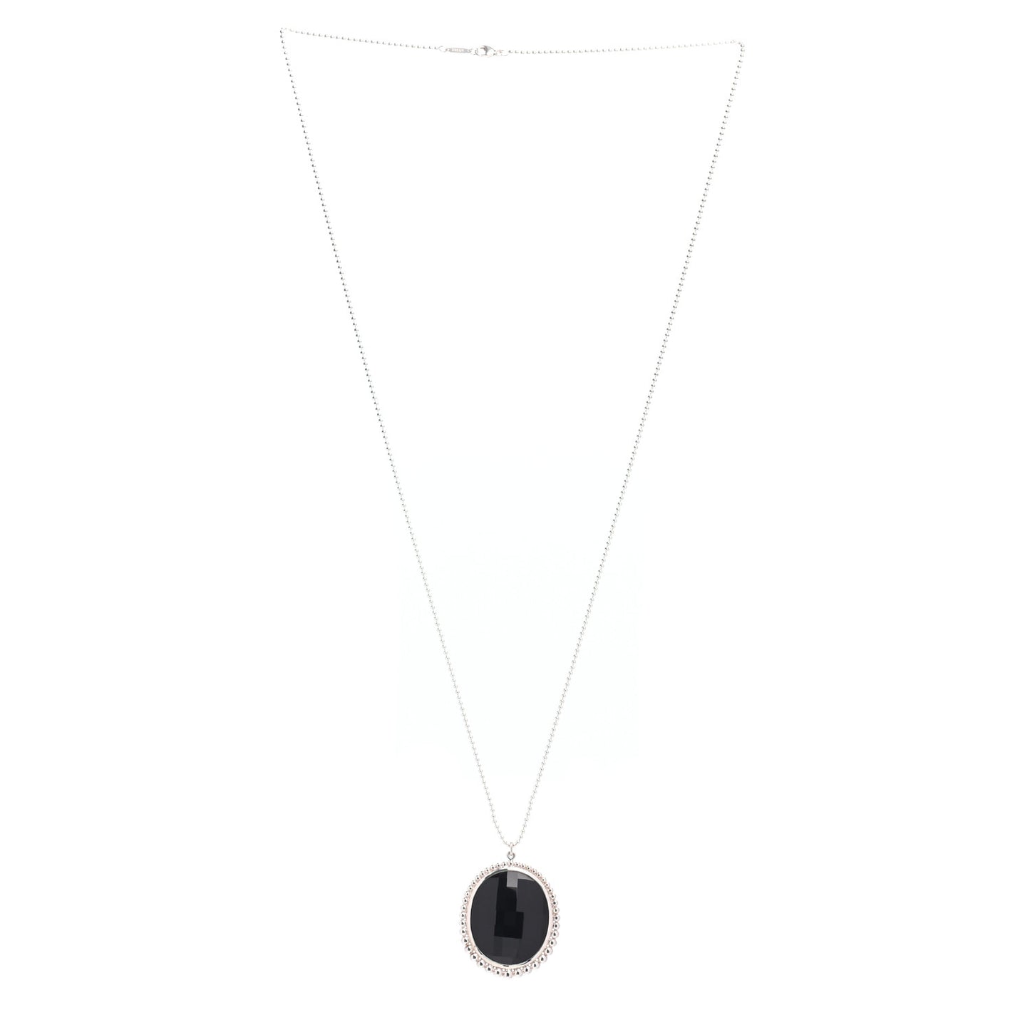 Sterling Silver Onyx Ziegfeld Oval Pendant Necklace