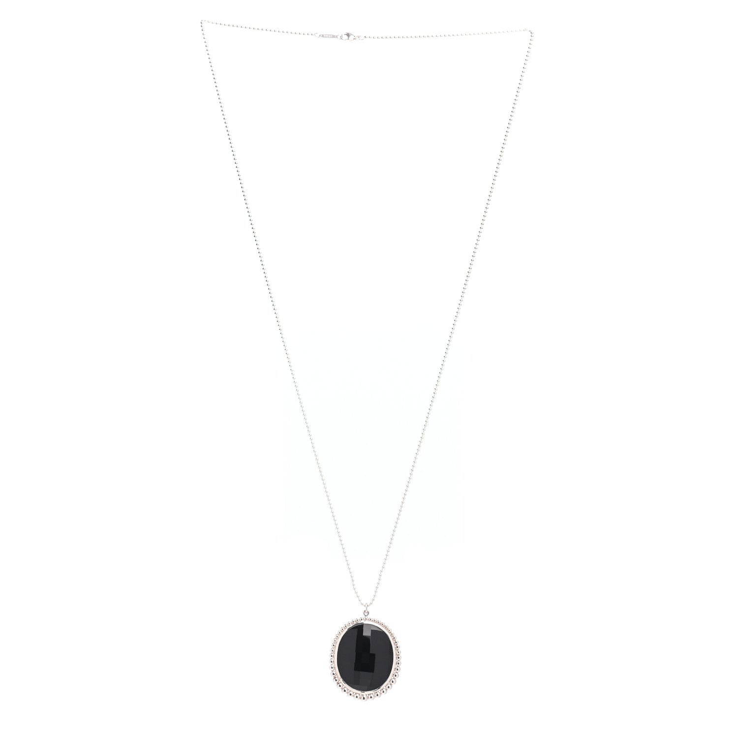 Tiffany Sterling Silver Onyx Ziegfeld Oval Pendant Necklace 3 of 4