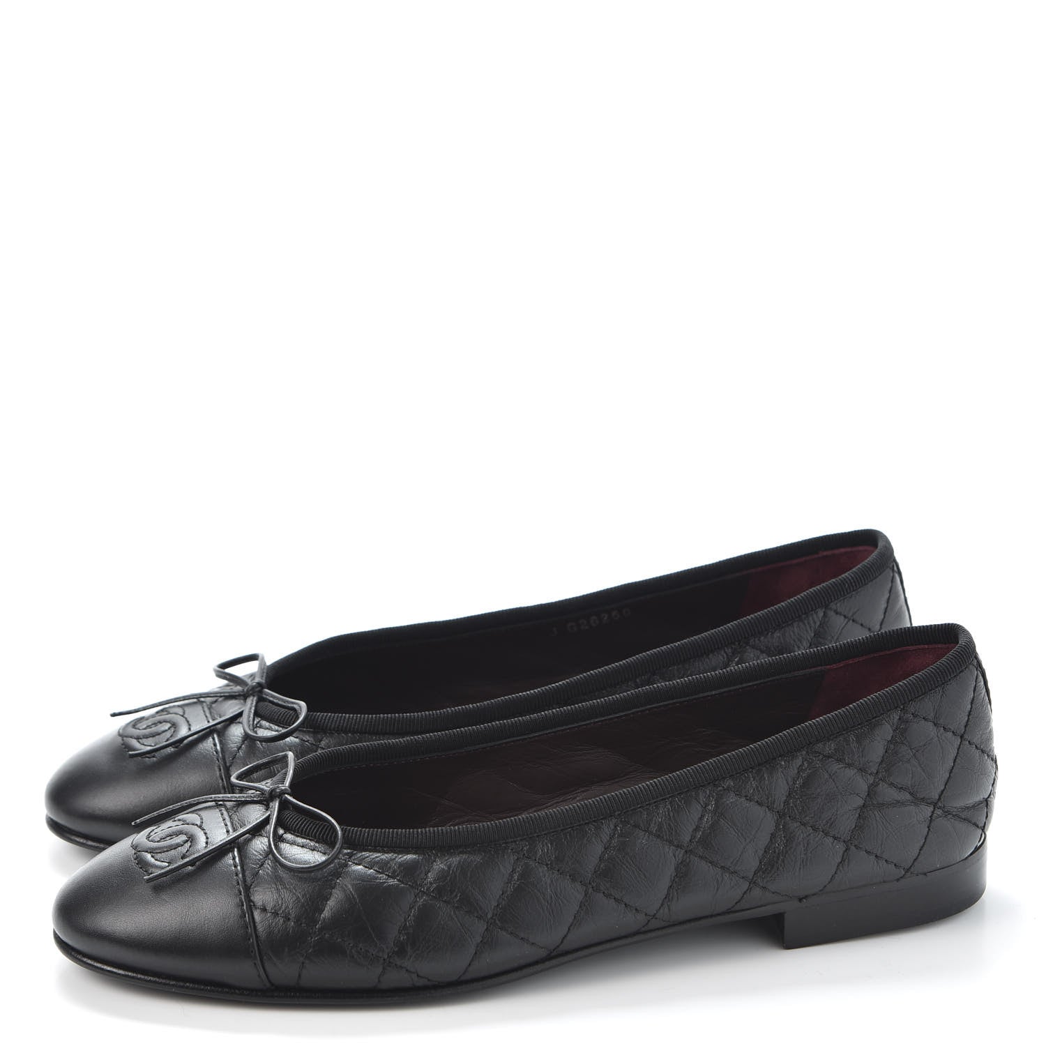 Chanel Aged Calfskin Quilted Cap Toe Ballerina Flats 38 Black 3 of 9