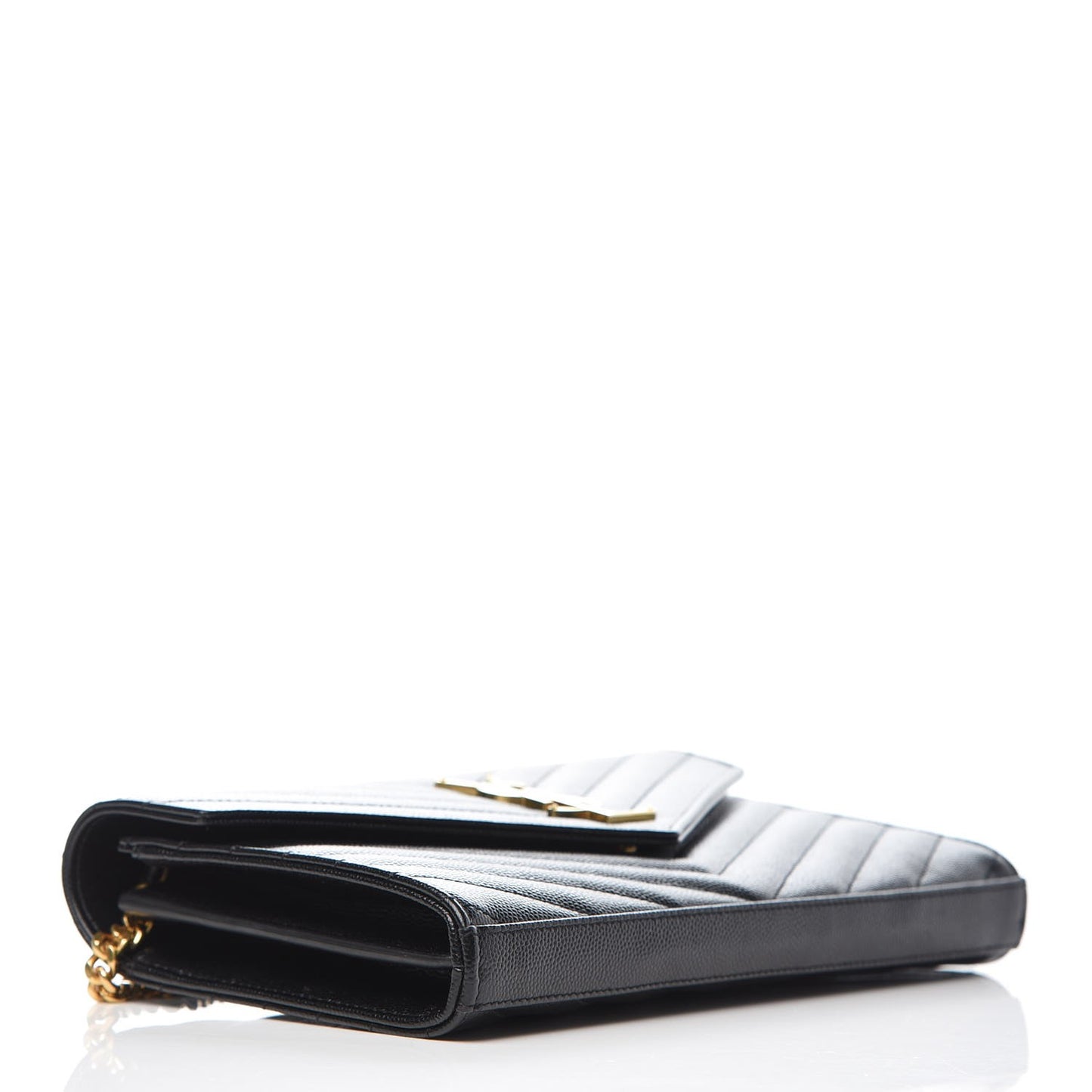Grain De Poudre Matelasse Chevron Monogram Chain Wallet Black