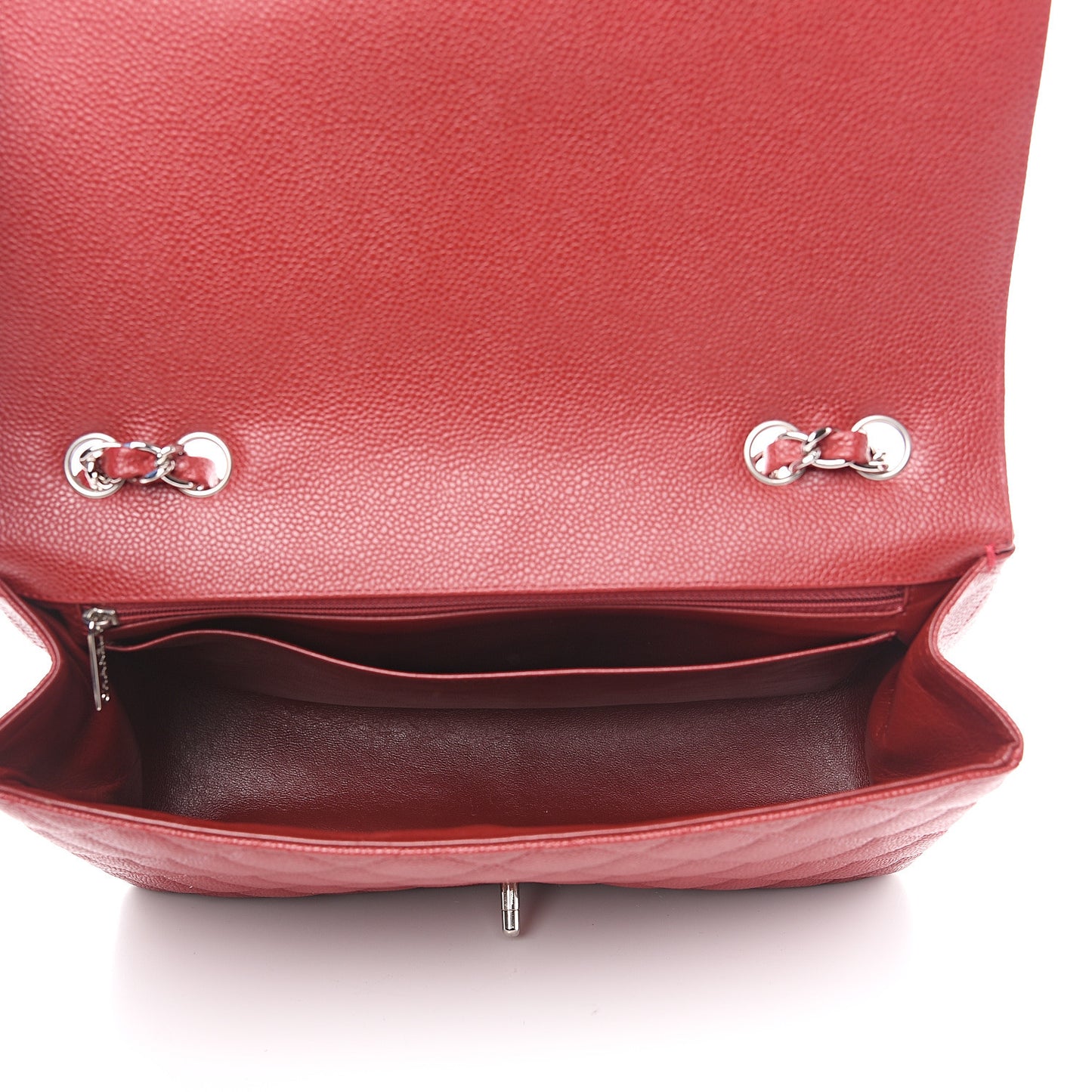 Caviar Quilted Jumbo Single Flap Dark Red
