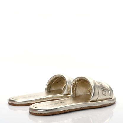 Christian Dior Metallic Lambskin Embossed Every-D Flat Slide Sandals 36 Pale Gold 4 of 9