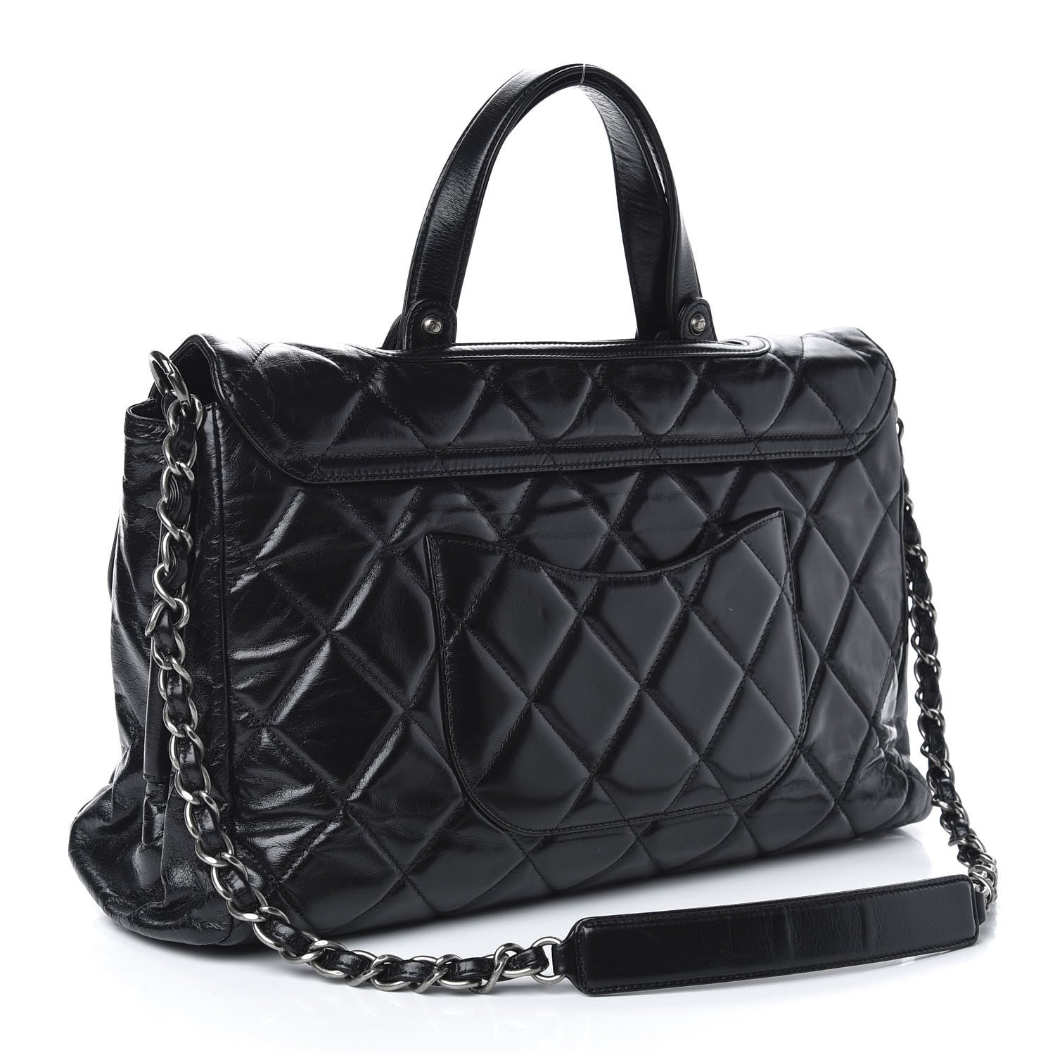 Chanel Glazed Calfskin Boy Satchel Flap Black 4 of 13
