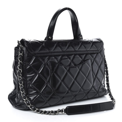 Chanel Glazed Calfskin Boy Satchel Flap Black 4 of 13