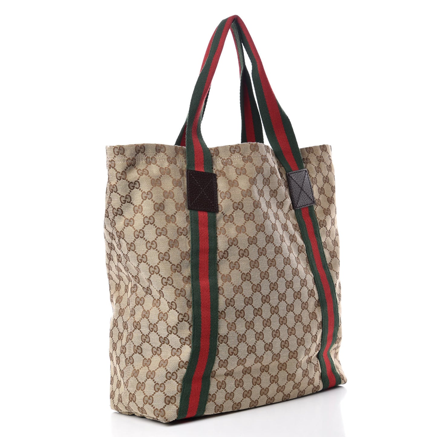 GG Monogram Medium Web Handle Vertical Tote Dark Brown
