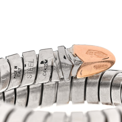 Bulgari Stainless Steel 18K Rose Gold Diamond Serpenti Tubogas Band Ring 56 7.5 4 of 4