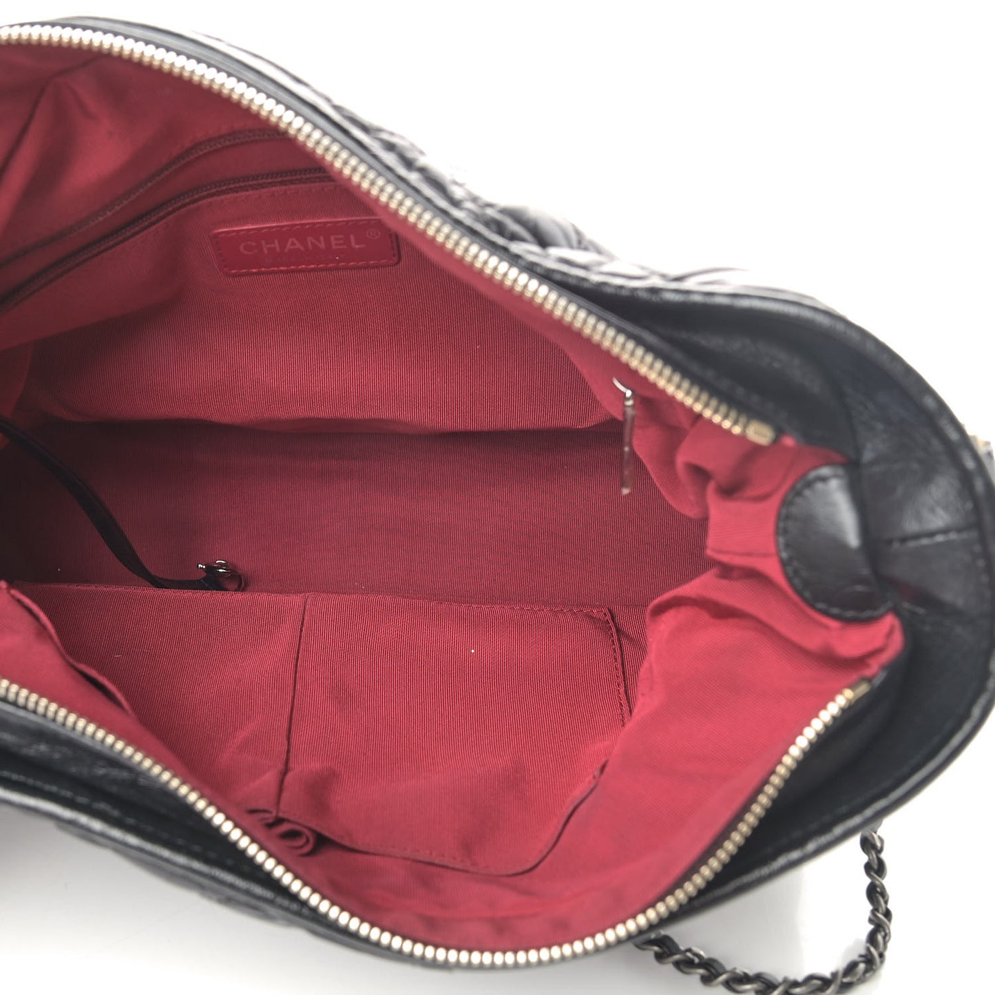 Aged Calfskin Quilted Large Gabrielle Hobo Black