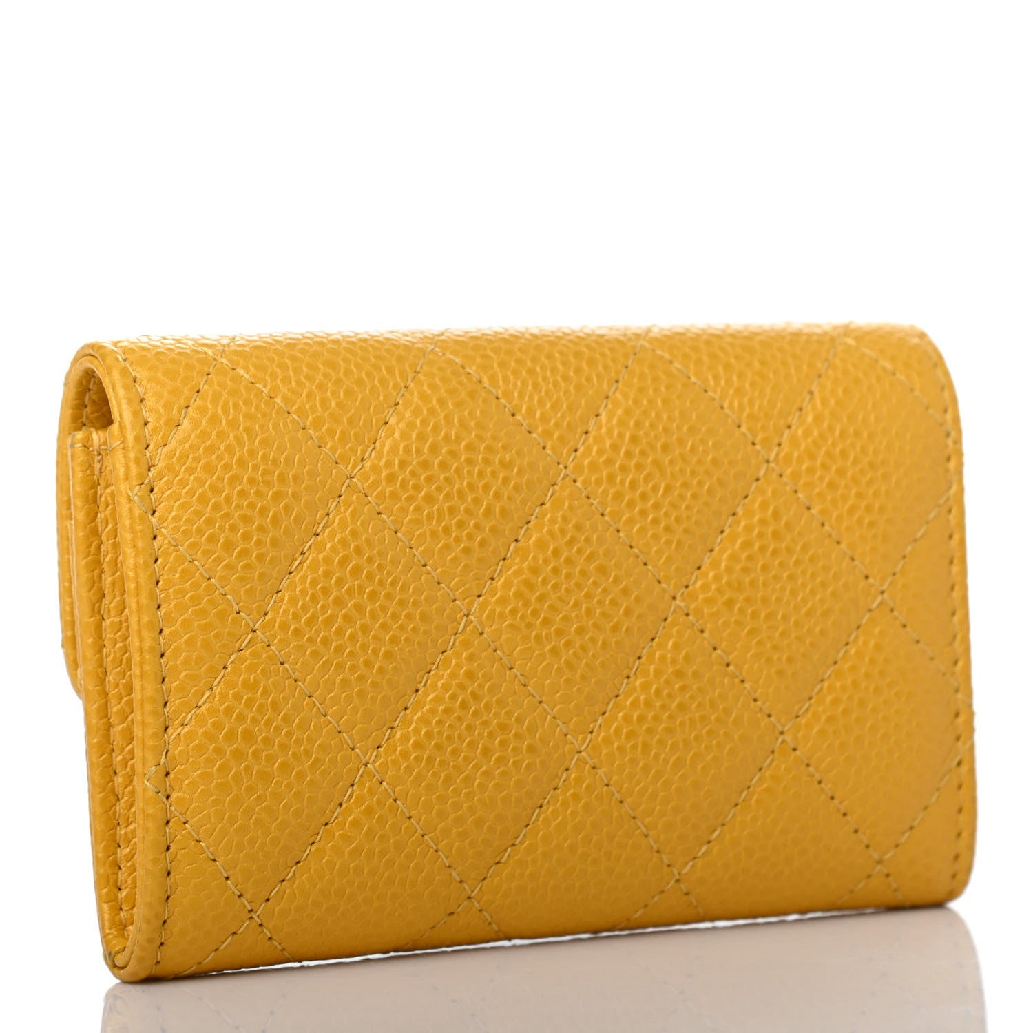 Chanel Caviar Quilted Flap Card Holder Yellow 2 of 4