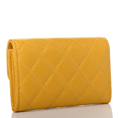 Chanel Caviar Quilted Flap Card Holder Yellow 2 of 4