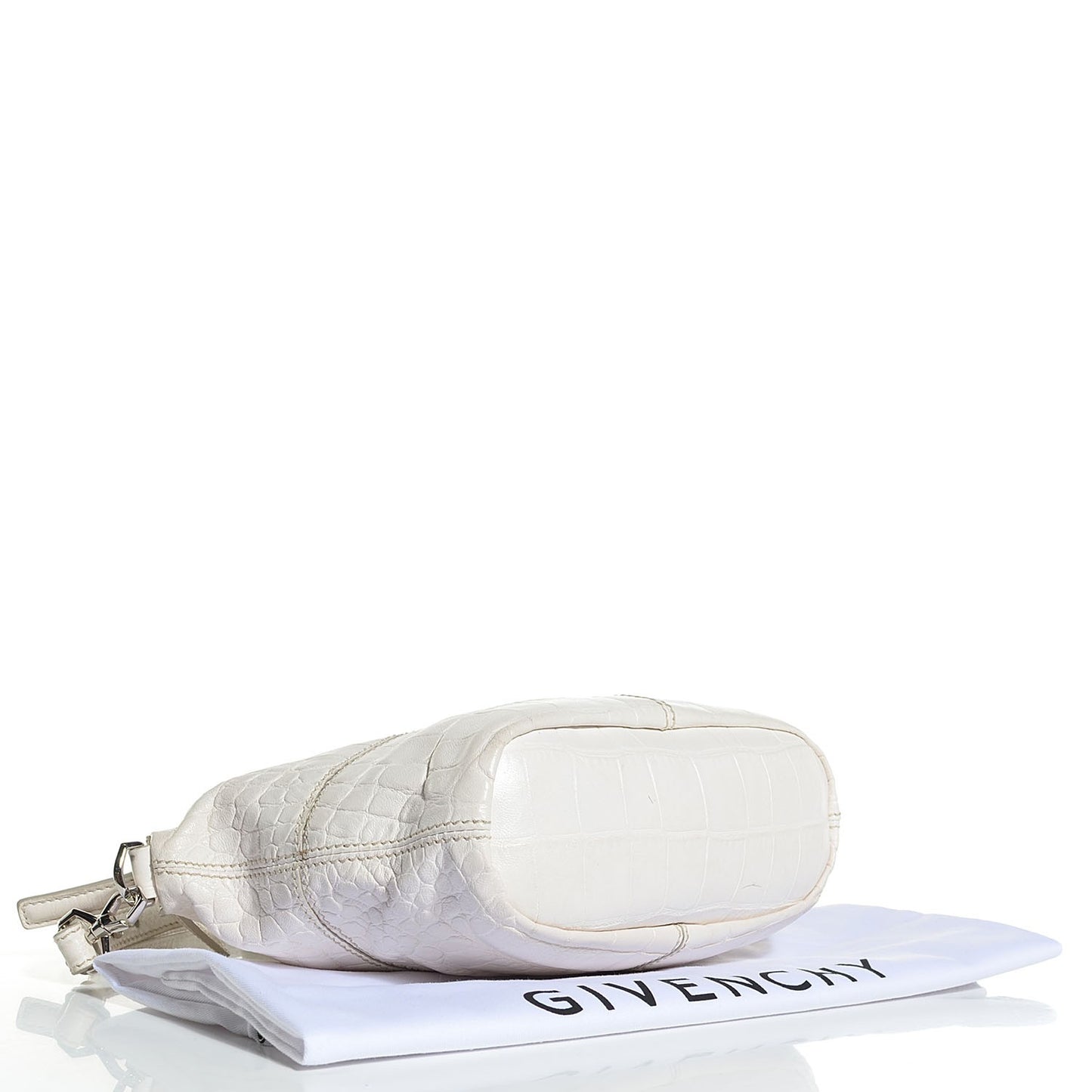 Calfskin Crocodile Embossed Micro Nightingale White
